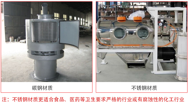 氣流篩粉機分為碳鋼和不鏽鋼兩種材質