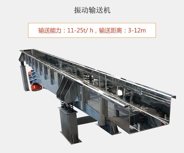 振動輸送機：輸送能力：11-25t/ h，輸送距離：3-12m