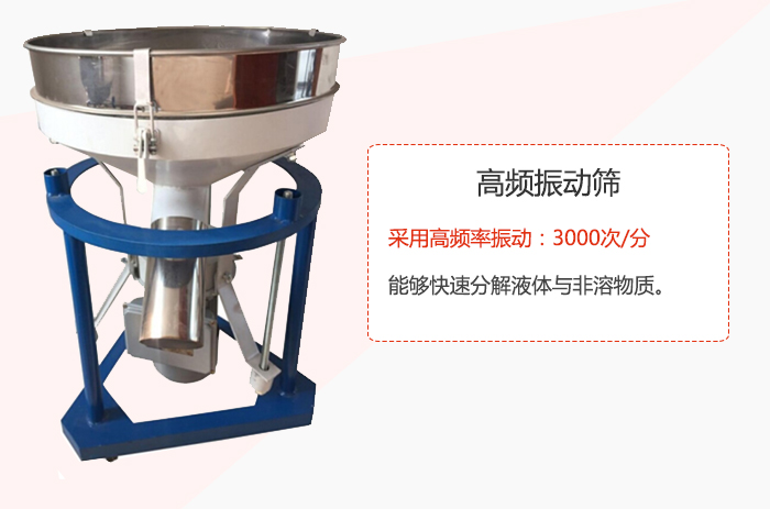 高頻振動篩采用高頻率振動：3000次/分 ，能夠快速分解液體與非溶物質。