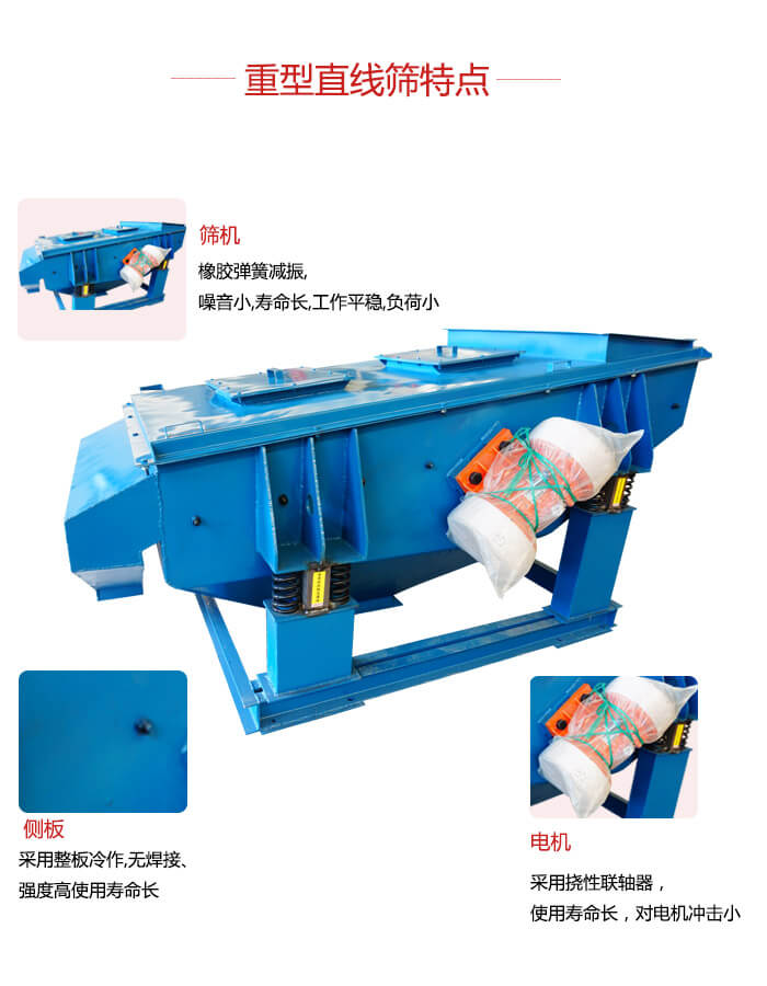 重型直線篩：篩機，側板，電機展示圖