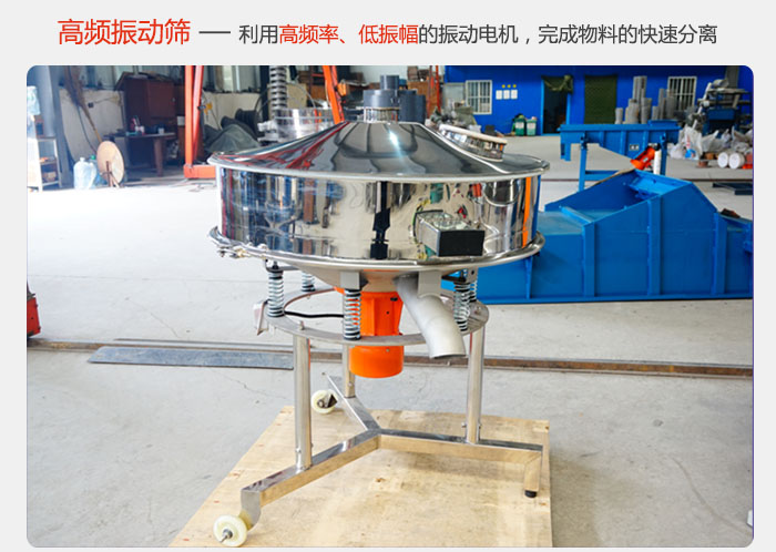 該產品利用高振動頻率低振幅的振動電機，完成物料的快速分離。