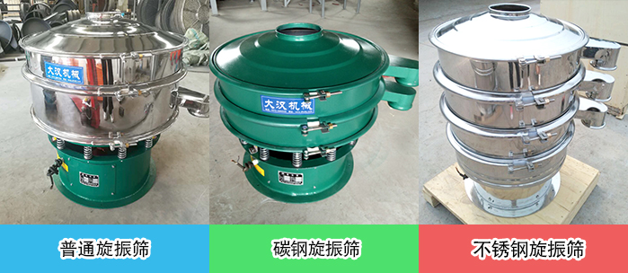 醫藥振動篩常見材質展示：碳鋼＋不鏽鋼，不鏽鋼，碳鋼等材質展示