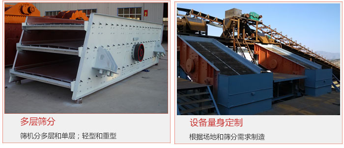 多層篩分篩機分單層和雙層,輕型和重型,該設備可根據場地和篩分需求定製