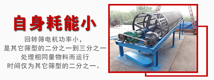 滾筒篩耗能小，使用壽命長，維修方便