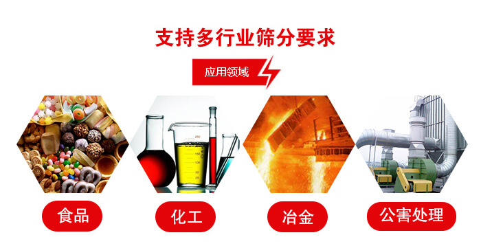 旋振篩適用的行業：食品行業，化工行業，冶金行業，公害處理等。