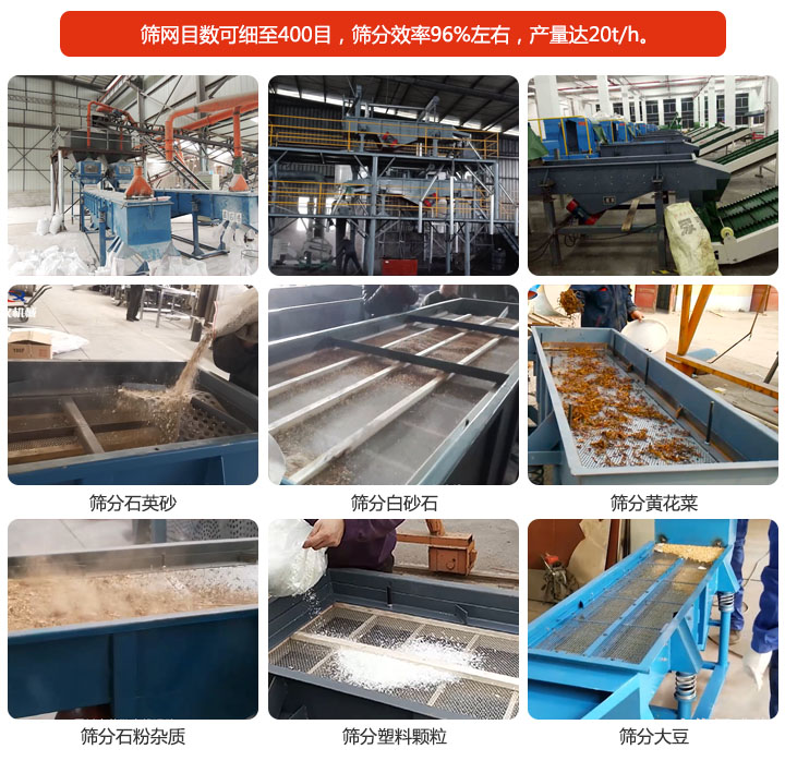 大漢機械不鏽鋼直線振動篩篩分物料分級圖--